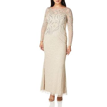 Imagem de Adrianna Papell Vestido longo feminino com contas, Biscotti, 40