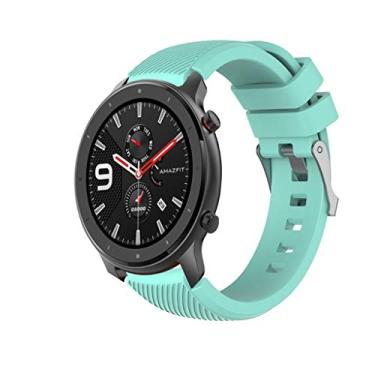 Imagem de Pulseiras NSmart compatíveis com Amazfit GTR 47MM / GTR 2 / GTR 2e / GTR 3 / GTR 4 (Azul Tifany Rajada)