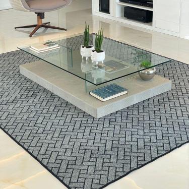 Imagem de Tapete Carpete Elegante Trama 1,00 X 1,50 Titulos Cor Cinza