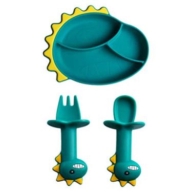 Imagem de NICEXMAS 3Pcs Bebê Silicone Placemat Com Garfo Colher Criança Silicone Prato de Alimentação Infantil Prato de Refeição Talheres para Crianças