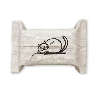 Imagem de Bolsa de linho de algodão para lenços faciais Crazy Line Curly Heavy Cat