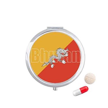 Imagem de Caixa de comprimidos com nome da bandeira do Butão com bolso para remédios