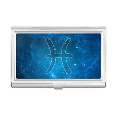 Imagem de Porta-cartões de visita com constelação do zodíaco Starry Night Peixes