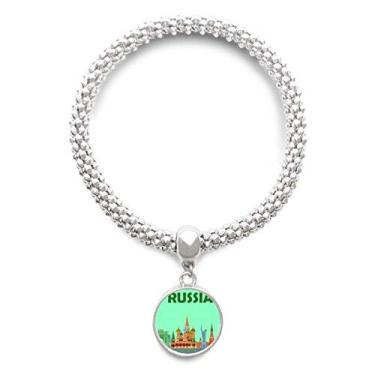 Imagem de DIYthinker Kremlin Escultura Rússia Graffiti Pulseira Prata Pingente Redondo Joia Corrente