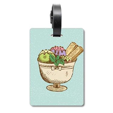 Imagem de Copo de biscoito de folhas com bola de sorvete e etiqueta para bagagem, etiqueta para cartão de armazenamento