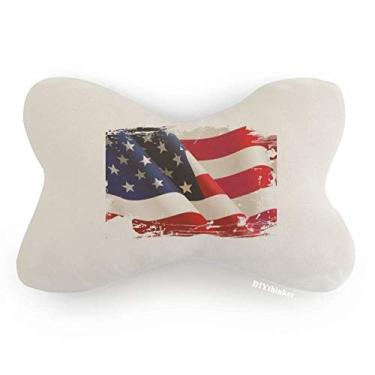 Imagem de DIYthinker Almofada de apoio de cabeça para decoração de pescoço com estrelas e listras da bandeira dos EUA para carro Air Brushing
