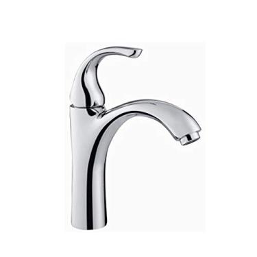 Imagem de Torneira moderna para pia de banheiro de níquel escovado, orifício único, torneira misturadora de bacia de cobre, torneira quente e fria para banheiro