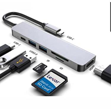 Imagem de Adaptador Hub OTG para Apple Ipad pro 2018 2020 2021 e Ipad air 4 possui 6 entradas com HDMI 4K - USB 3.0 e cartão SD e micro SD