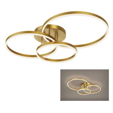 Imagem de Lustre Aneis Infinito 3 em 1 Perfil Luminaria Orbital Arco Luxo Moderno Decorativo Sala...