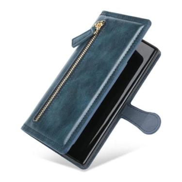 Imagem de Capa de couro com zíper para Samsung S23 S22 Ultra S 21 Plus S20 FE 5G capa de luxo para Galaxy S21 S10 23 A51 A52 A53 A52S 22, azul escuro, para Samsung A12