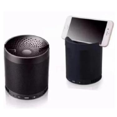 Imagem de KIT 2 UN Caixa De Som Q3 Bluetooth 11 cm Wireles Mp3 Usb c/suporte celular Caixinha Com Radio redondo cores multifuncional (PRETO)