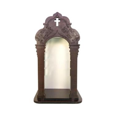 Imagem de Capela Oratório Luxo Barroca de Madeira 32cm Para Imagens de Santo De Nossa Senhora Aparecida Até 23cm De Altura