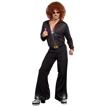 Imagem de Dreamgirl Fantasia masculina de discoteca dos anos 70, fantasia de Halloween para adultos, Preto, M