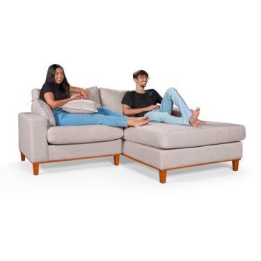 Imagem de Sofá Paris 2 Lugares Living Com Chaise Essencial Estofados (Lado Esquerdo, Bege)