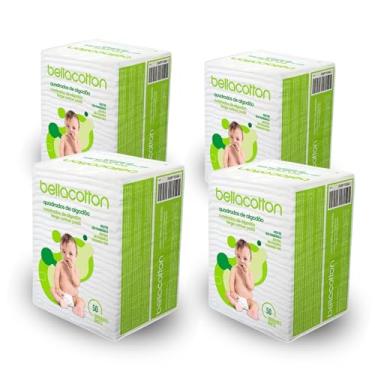 Imagem de Algodão quadrado bebê Hipoalergênico Sem Prefume bellacotton 200 Unidades (4pac. c/ 50uni)