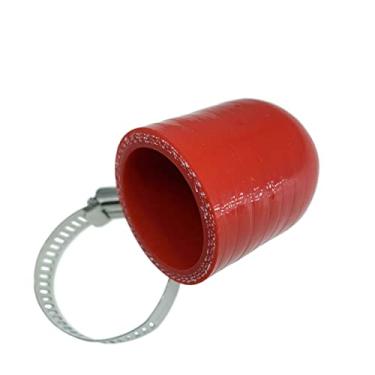 Imagem de Bekelan Tampa de refrigeração de silicone reforçada universal vermelha de 32 mm com braçadeira para aquecedor de bypass, porta de água a vácuo, kit de tampa de extremidade protetora
