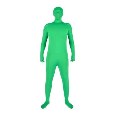 Imagem de Andoer Fato unissexo de corpo inteiro em cor verde para fotografia e técnica audiovisual Chroma Key, disfarce elástico para fotos, efeitos especiais, cosplay, carnaval, 180 cm de altura.