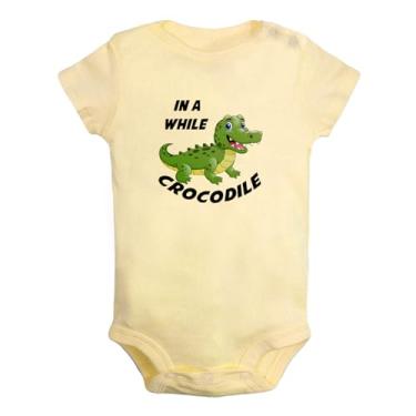 Imagem de iDzn Baby See You Later Jacaré, In A While Crocodile, Macaquinho divertido para recém-nascido, macacão infantil gráfico, Amarelo tipo 2, 6-12 Months