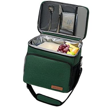 Imagem de Bolsa térmica isolada - lancheira térmica portátil à prova de vazamento para piquenique de viagem na praia, acampamento, refrigerador de carro lateral macio leve para almoço, compras de supermercado, viagens rodoviárias, verde