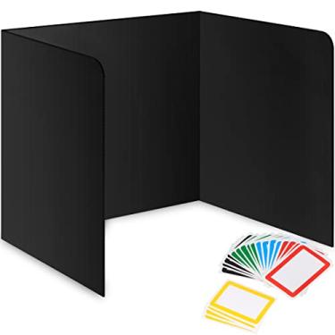 Imagem de Pacote com 22 divisórias de mesa para estudantes – Divisória de plástico durável e impermeável, pastas de sala de aula, suprimentos para professores, placas de plástico fáceis de limpar para mesas de estudantes, preto