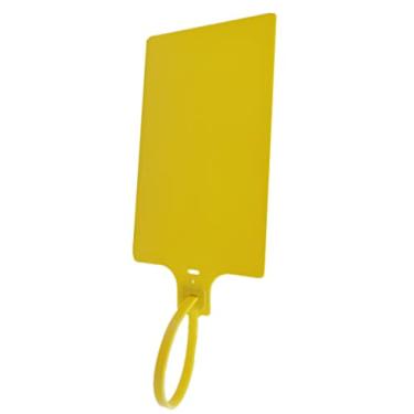 Imagem de Etiquetas de plástico à prova d'água em branco laços grandes etiquetas de etiquetagem prendedor 5 cm × 3,238 cm 200 peças, amarelo