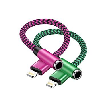 Imagem de [Certificado Apple MFi] Pacote com 2 adaptadores de fone de ouvido para iPhone 3,5 mm, Lightning para conector de fone de ouvido de 3,5 mm, cabo dongle adaptador de áudio auxiliar para iPhone 14 13 12