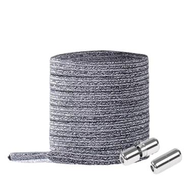 Imagem de Elastic Locking ShoeLace Metal Lock Shoe Laces Women No Tie Shoes Lace Kids Adult Unisex Sneakers Laces Strings (Color : Silver Black)