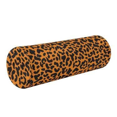 Imagem de FRODOTGV Travesseiro com textura de manchas de leopardo com tinta profunda para sofá, cervical, capa de almofada redonda para cadeira, almofada redonda, suporte inferior das costas