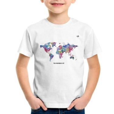 Imagem de Camiseta Infantil Mapa Mundi Mosaico - Foca Na Moda