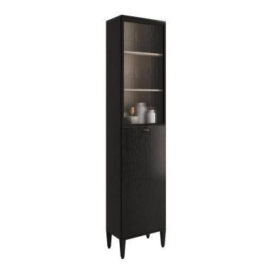 Imagem de Paneleiro 1 Porta + 1 Porta de Vidro 5 Prateleiras Lótus Carraro Preto