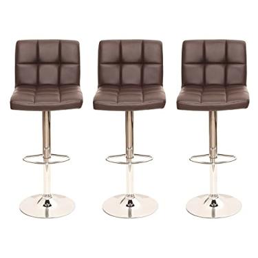 Imagem de Kit 03 Banqueta Para Cozinha Bar Ilha Bancada Gourmet Estofada Alta Giratória Gomos Confort Marrom