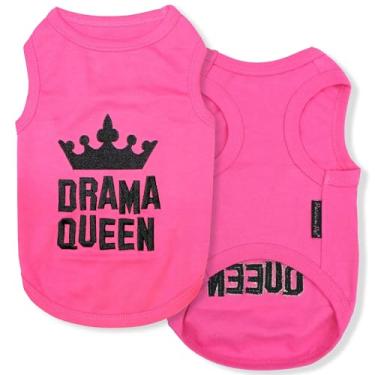 Imagem de Parisian Pet Roupas para cães e gatos camisetas bordadas Drama Queen, GG