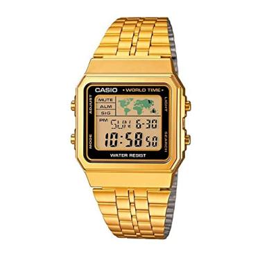 Imagem de CASIO Relógio masculino digital World TIME A500WGA-9DF de aço inoxidável, Preto, Digital