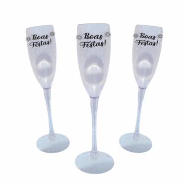 Imagem de Kit 24 Taças Espumante 190ml Acrílica ANO NOVO (Cristal Glitter Boas Festas)