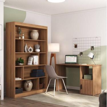 Imagem de Kit 2 Peças com Escrivaninha e Estante para Livros Marsala Espresso Móveis Nogal