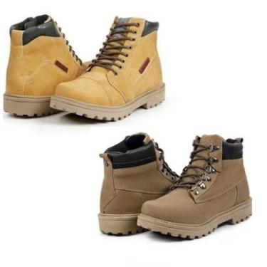 Imagem de Bota Masculina Coturno Cadarço Cano Curto Resistente Kit 2-Masculino