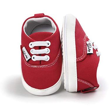 Imagem de Morbido Tênis infantil para bebês meninos e meninas de lona antiderrapante primeiros andadores berço Candy Shoes para 0-18 meses, C2_red_rubber Sole, 0-6 Months Infant