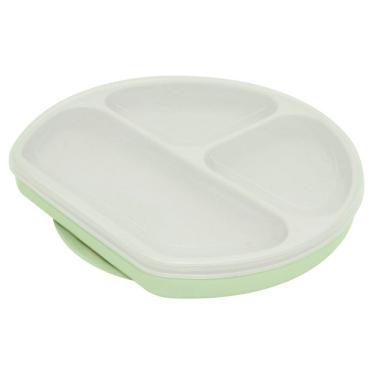 Imagem de Prato de Silicone Infantil 3 Divisórias com Base de Sucção Verde Oxford