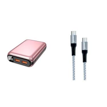 Imagem de Geonav Power Bank, Carregador Portátil Universal 20.000mAh, USB-A (até 18W) + USB-C (até 20W), Compacto, Carregamento Rápido, Pass Through, Led Indicador de Bateria, PB20K20WRG, Rosa