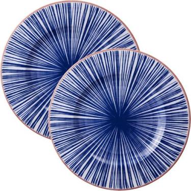 Imagem de Kit Jogo Prato Raso Jantar 2 Pessoas 2Peças Abstratta 28cm - Genérico