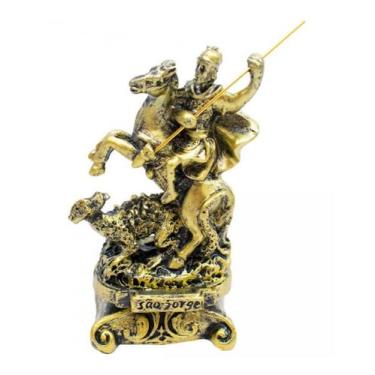 Imagem de Enfeite Estatueta Imagem São Jorge Pequena Dourado - 8cm - Tasco