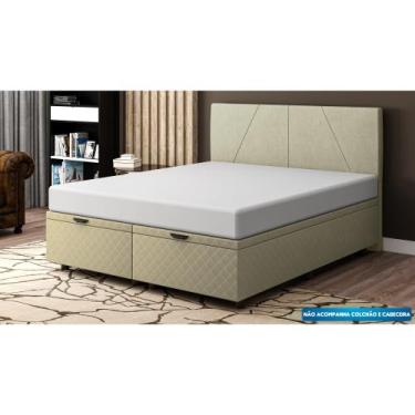 Imagem de Base Cama Baú Queen Size Bordado - SkyBox - SKYBOX BOX E BAÚS, Bege