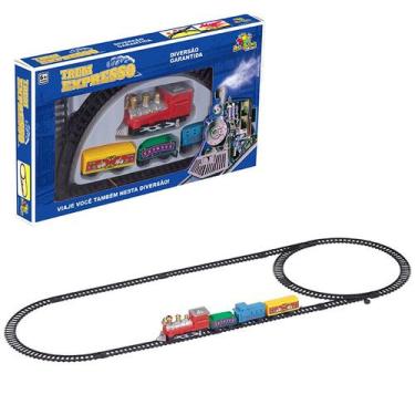 Imagem de Trenzinho Elétrico Maquina Locomotiva Trem Com Trilho e Vagões Brinque