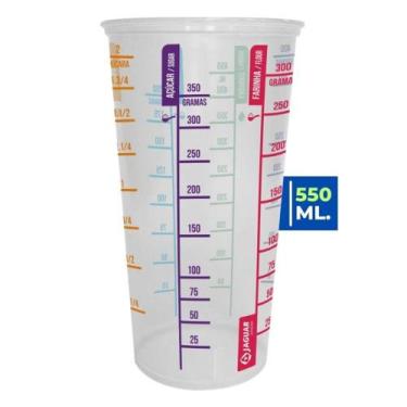 Imagem de Copo Plástico Medidor Graduado Dosador Transparente 550ml Ideal p/ Rec