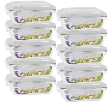 Imagem de Conjunto 10 Potes 640Ml Vidro Hermético 4 Travas Marmita - Quality Hou