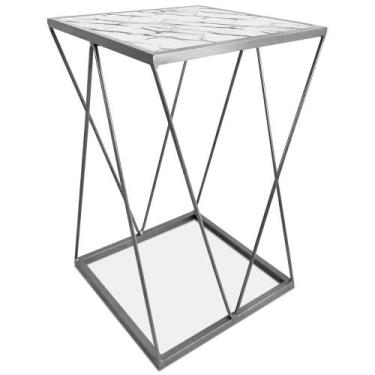 Imagem de Mesa De Canto Alta Modelo Industrial Wire Lateral Decoração Para Sala 