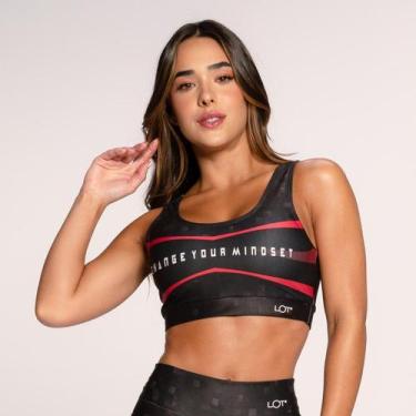 Imagem de Top Fitness Academia Suplex Estampado Básico Preto Change Yo - LOT FIT