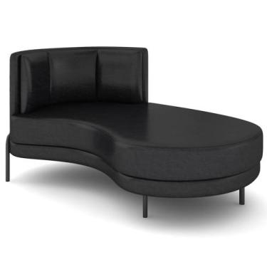 Imagem de Chaise Longue Divã 164cm Braço Esquerdo Logus D06 Sintético Preto - Mp
