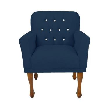 Imagem de Cadeira Poltrona Decorativa Para Quarto e Closet Anitta Suede Azul Mar
