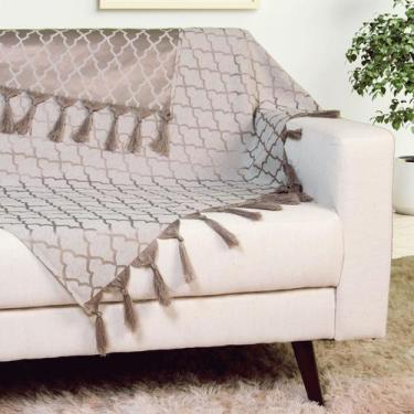 Imagem de Manta Xale Para Sofá 2,30 X 1,40 Tecido Jacquard com Franja  + 2 Capas